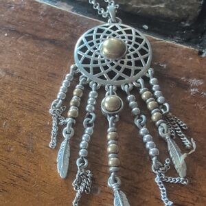 Lucky Brand Silver and Gold Boho Pendant Necklace